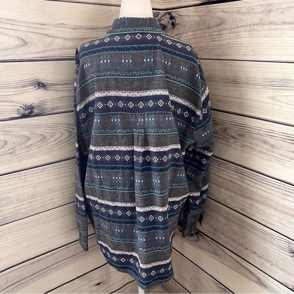 Vintage Embroidered Patterned Button Down Cotton … - image 6